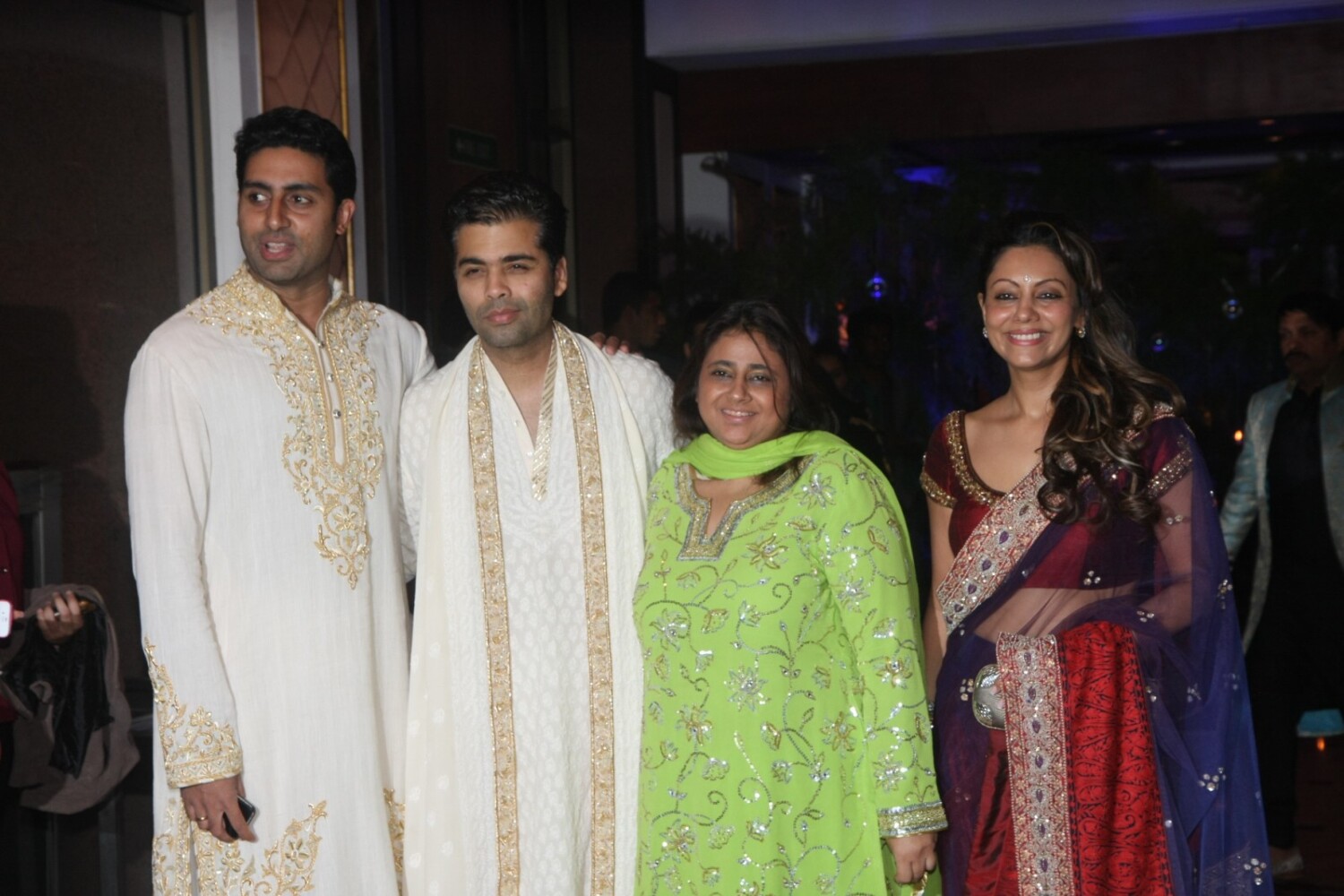 Abhishek Bachchan Karan Johar Putlu Gauri Khan at Wedding Sangeet