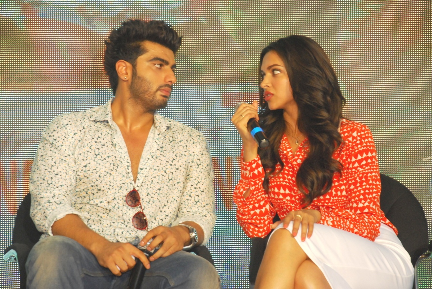 Deepika Padukone with Arjun Kapoor at Shake Your Bootiyan song launch