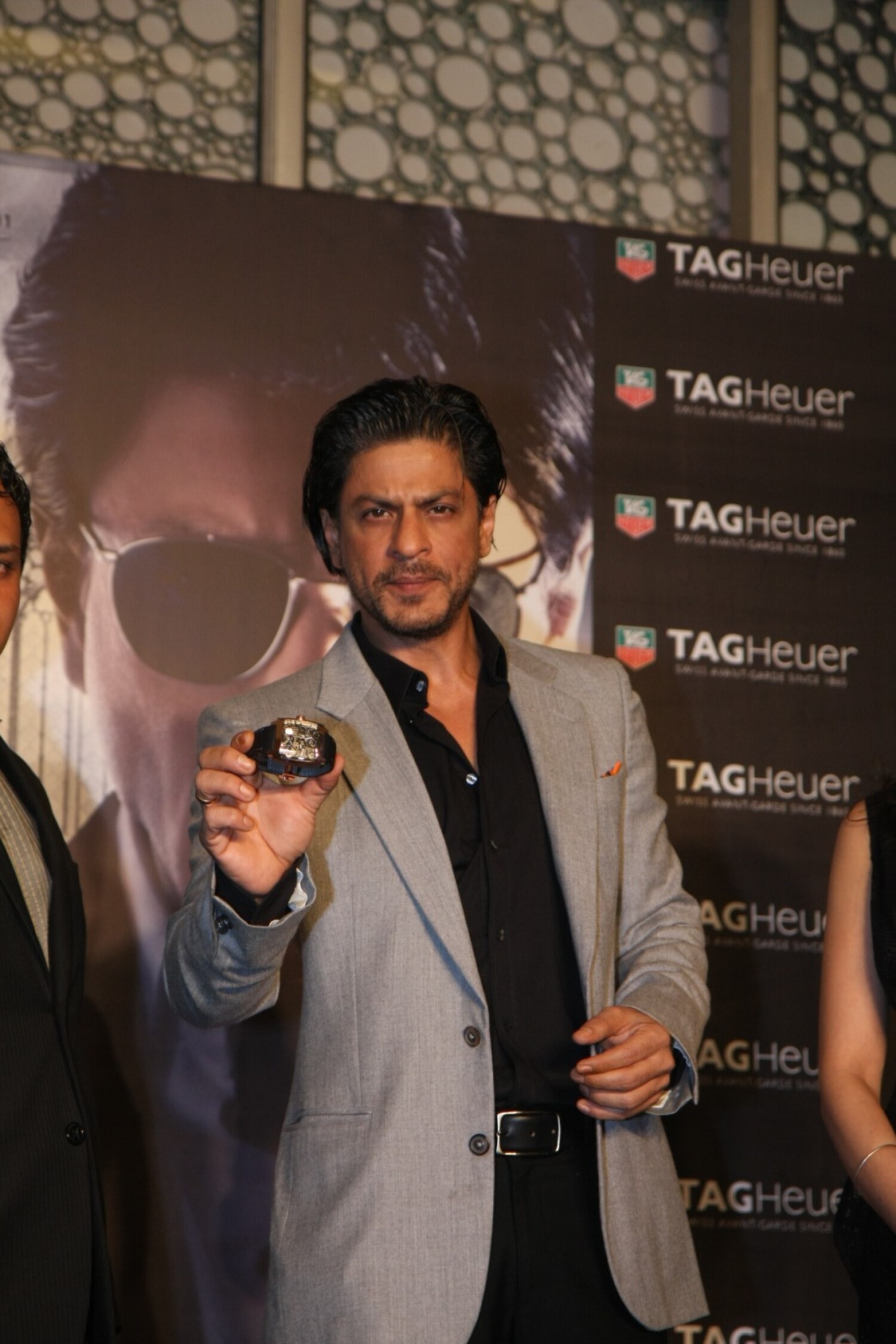 Brand Ambassador Shah Rukh Khan posing with Swiss watch brand TAG HEUER