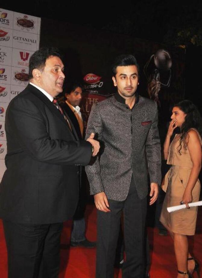 Ranbir Kapoor With Father Rishi Kapoor At The Global Indian Film TV ...