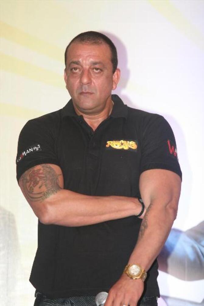 Sanjay Dutt showing off his biceps