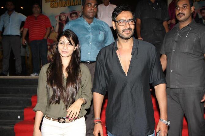 Ajay Devgan with sister in law actress Tanisha Mukherjee at special