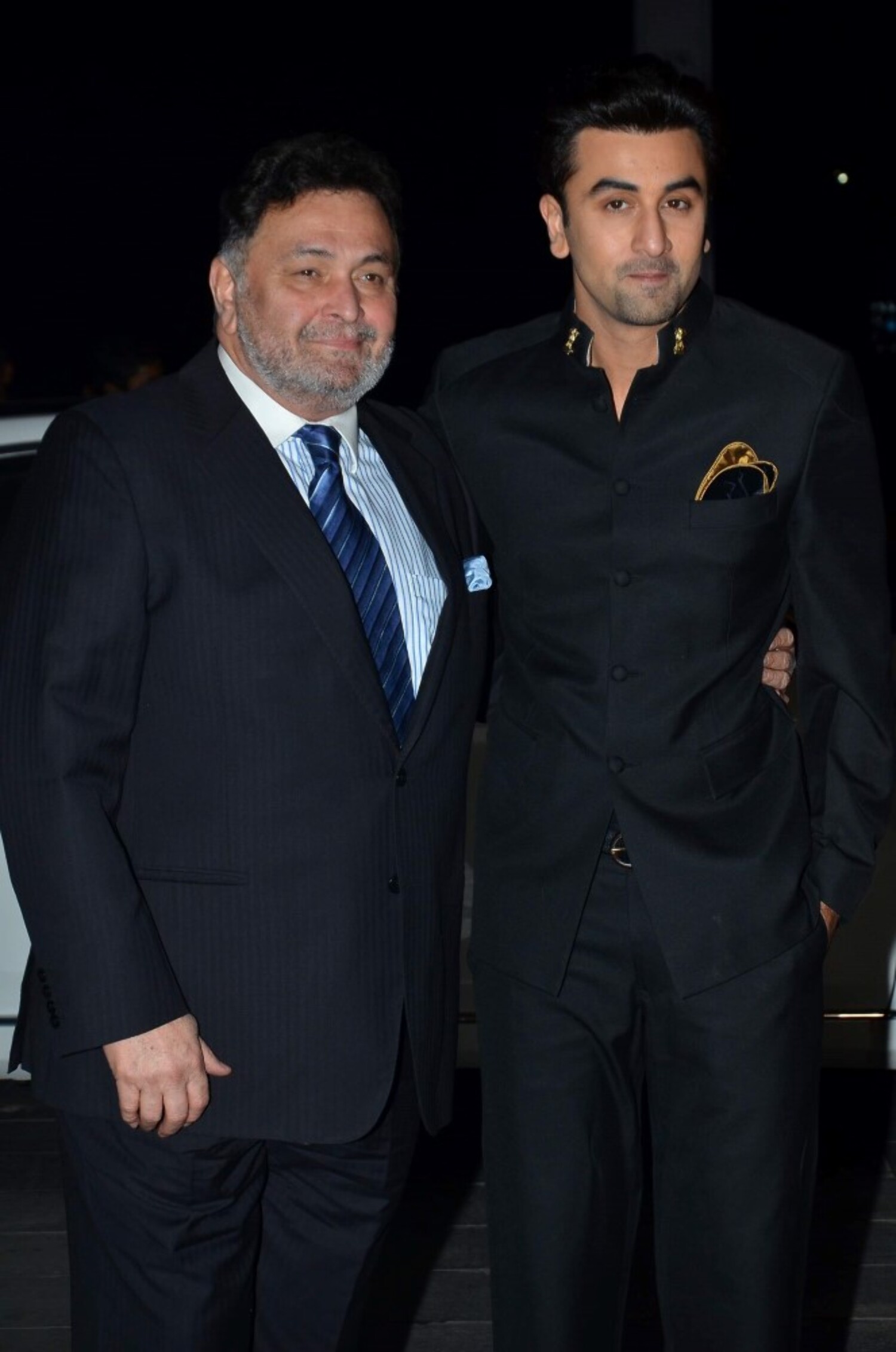 Ranbir Kapoor with father Rishi Kapoor at Uday Singh and Shirin Morani ...