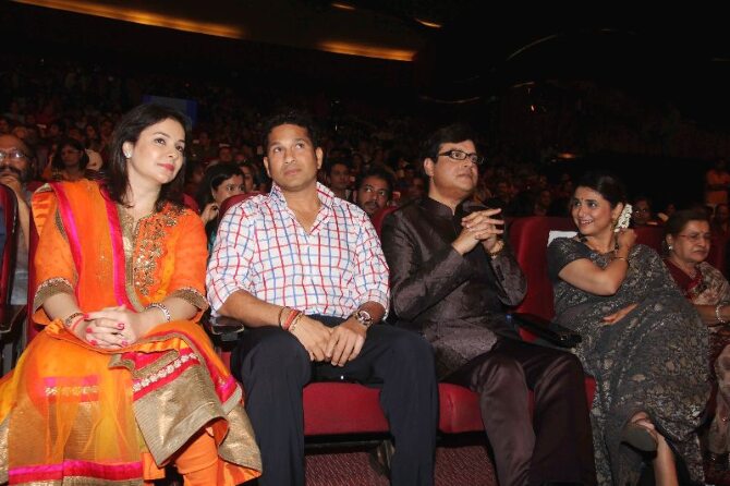 Sachin Tendulkar with wife Anjali Sachin Pilgaonkar with wife Supriya ...